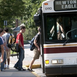 Student boarding the  Shuttle bus